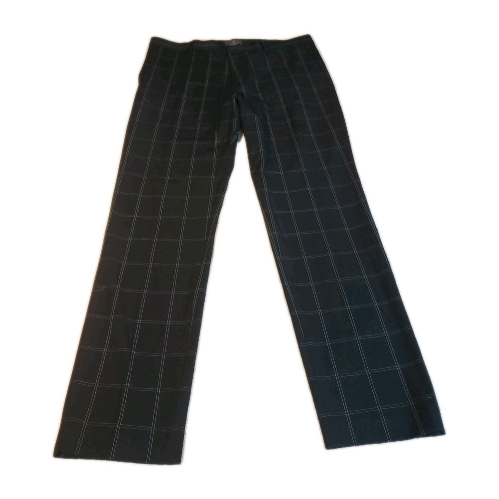H&M Slim Fit Plaid Golf Retro‎ Dress Pants Men's 36 Black Polyester Blend